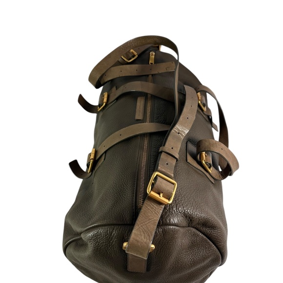 Genuine MARC By Marc Jacobs Genuine Olive Brown Leather Duffle Travel Bag - Picture 7 of 13
